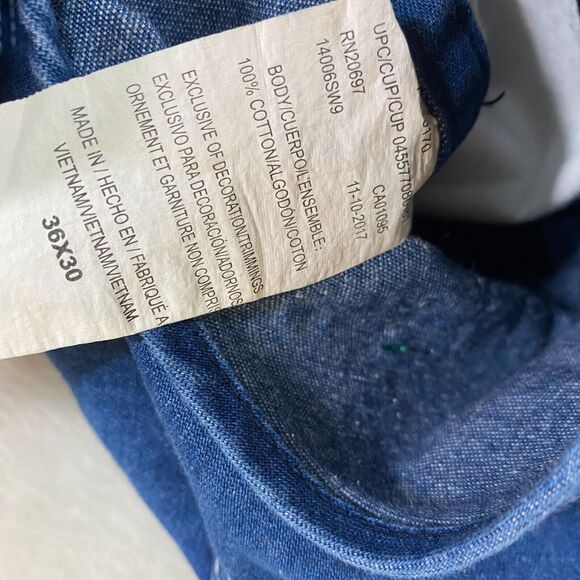 Liberty Overalls Bib 36x30 Blue Denim Carpenter Farm Worker Bibbed Jeans - Picture 3 of 4